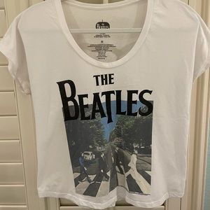White cropped Beatles Abby road tee